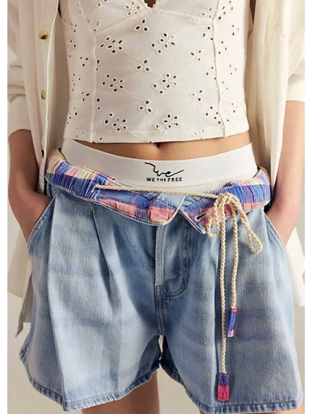 We The Free Clark Pleated Denim Shorts
